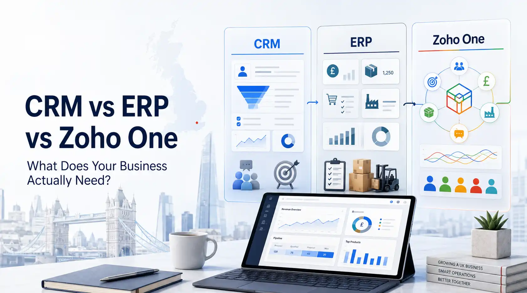 CRM vs erp vs zoho one for uk
