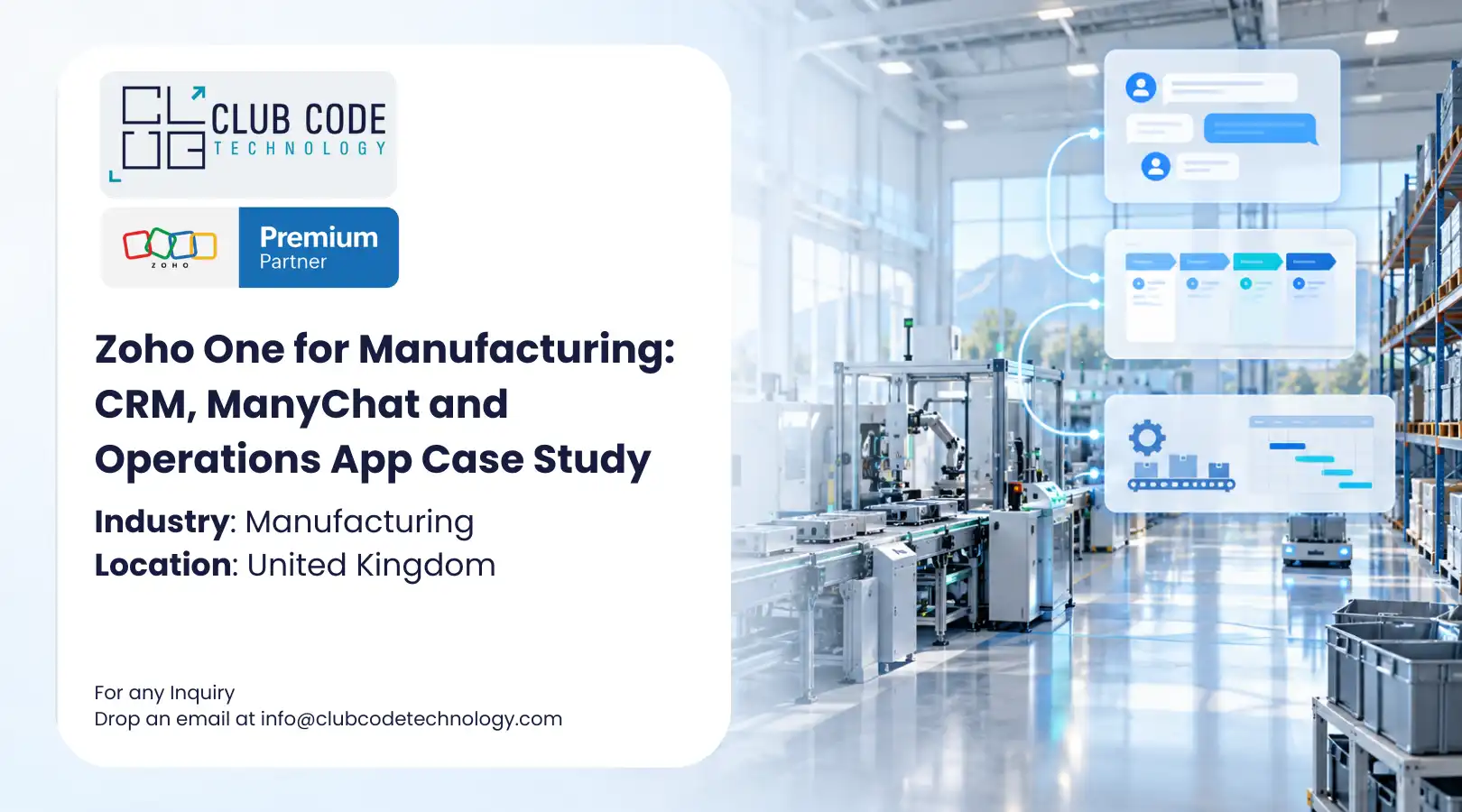 Zoho One for Manufacturing CRM, ManyChat and Operations App Case Study